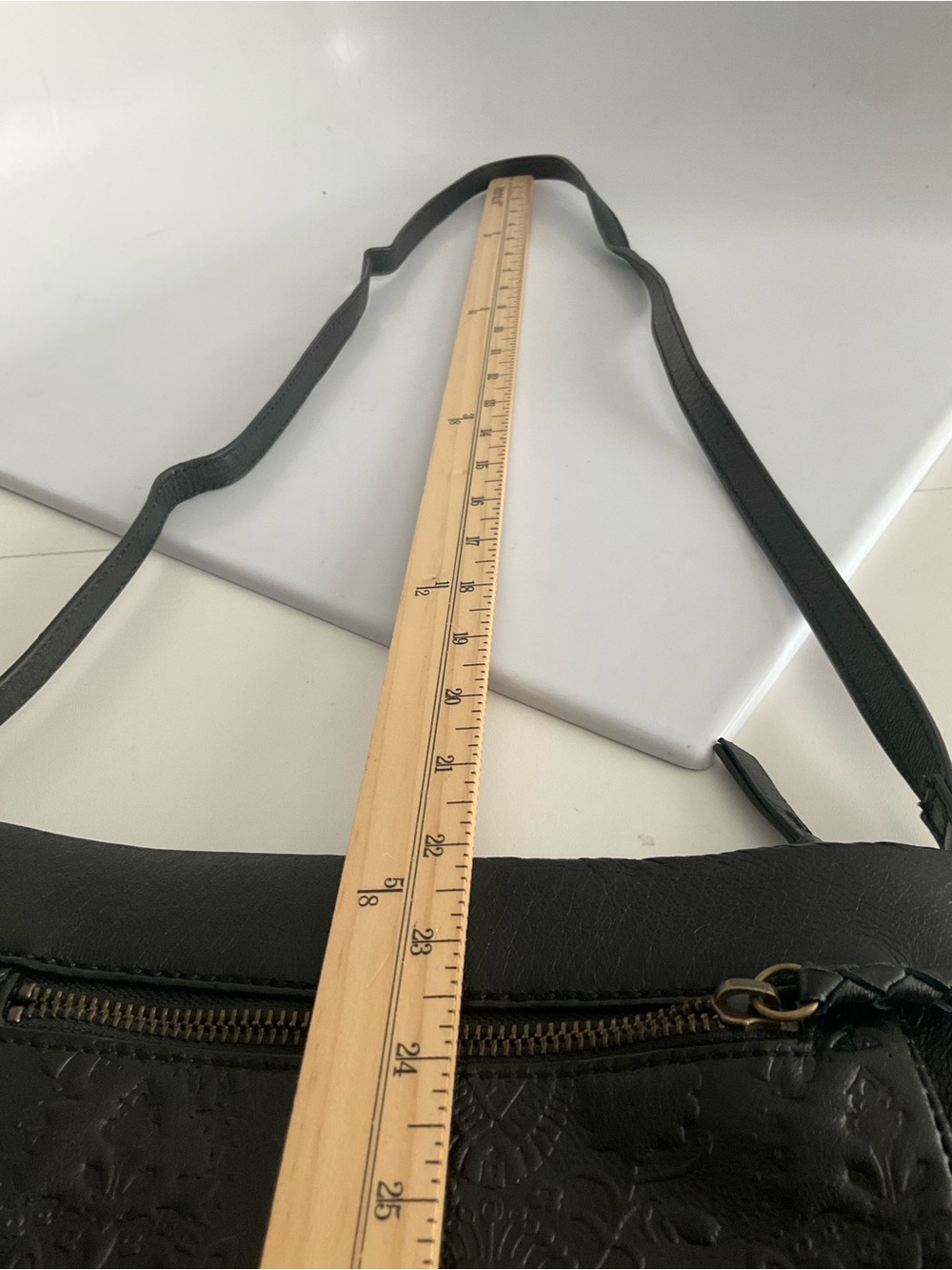 The Sak Black Embossed Leather Crossbody with Tassel - Picture 10 of 10